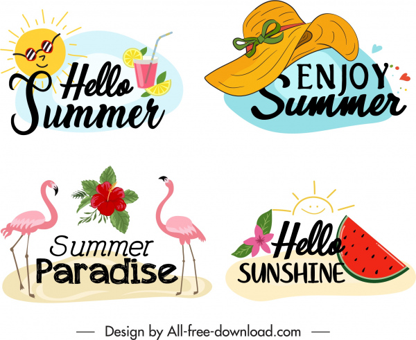 plantillas de logotipo de verano boceto de símbolos clásicos