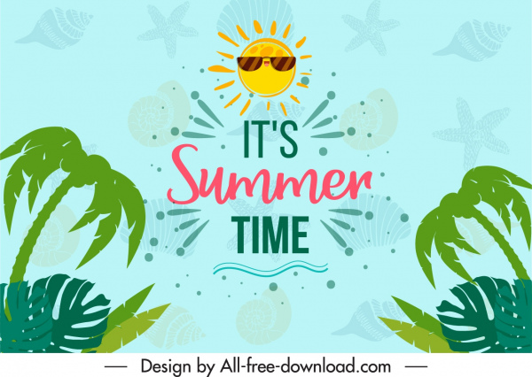 Yaz saati posteri tropikal deniz unsurları bulanık klasik