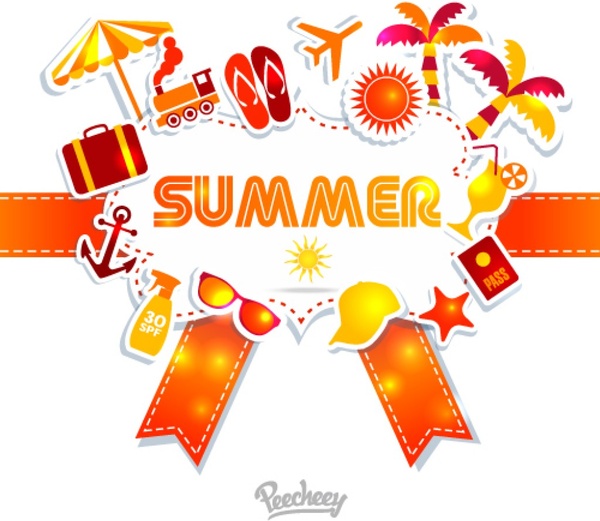 여름 여행 스티커 아이콘
