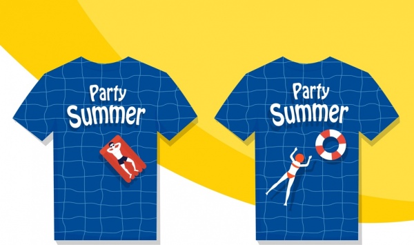 Sommer t-Shirt Vorlage Schwimmbad menschliche Symbole Dekor