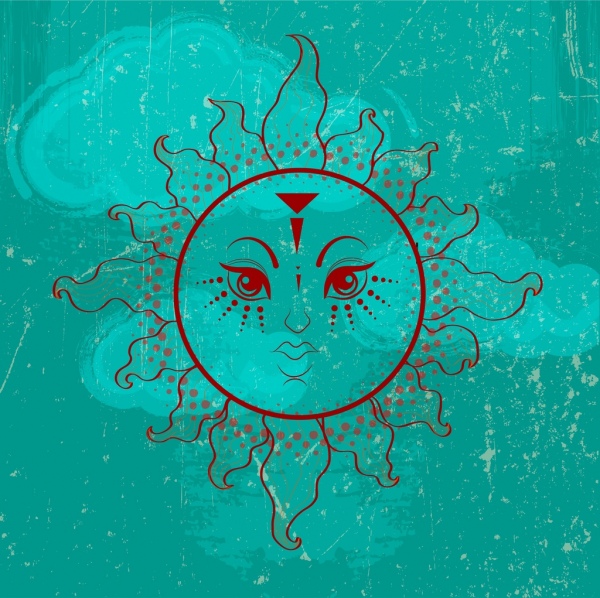 diseño del sol fondo grunge azul decoración estilizada