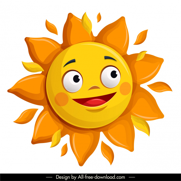 croquis de dessin animé stylisé mignon d'icône de soleil