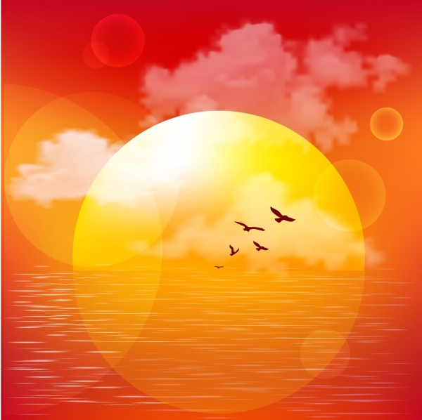 luz del sol en mar dibujo diseño color bokeh