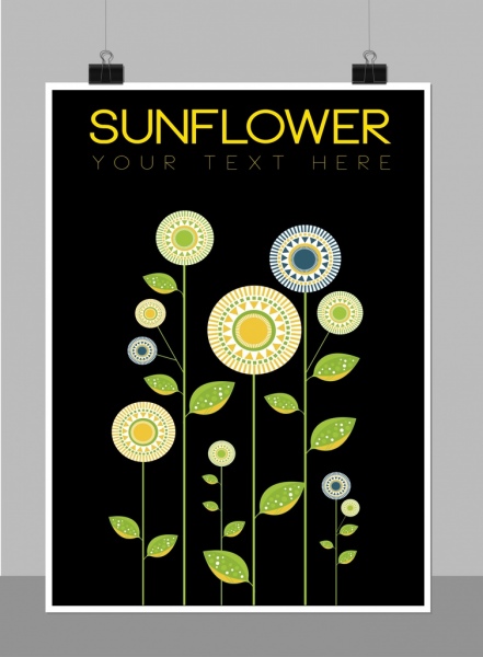Sonnenblume Hintergrund Kreise grünes Blatt Dekor dunklen Hintergrund