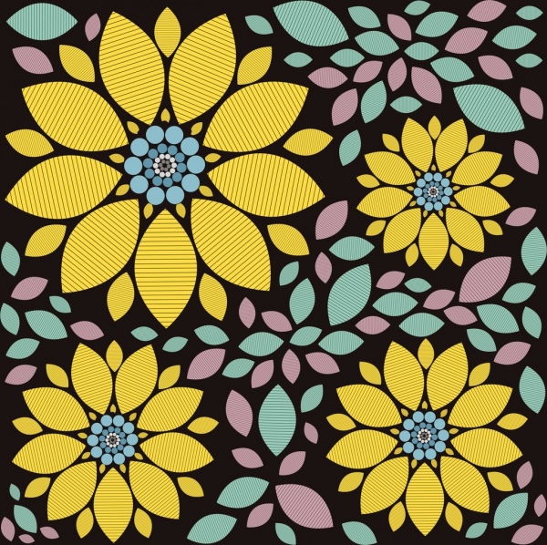 Sunflower latar belakang warna-warni desain flat