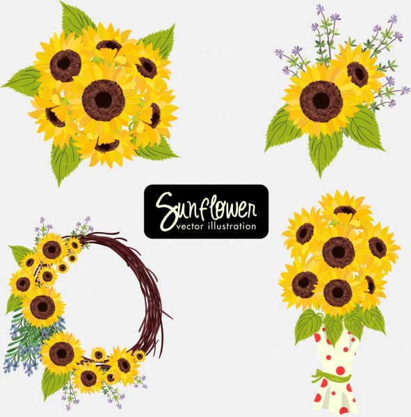 desain warna-warni bunga matahari dekoratif ikon