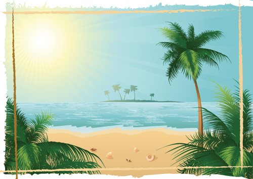 Güneşli Plaj tasarım vektör arka plan