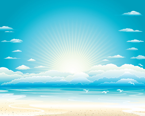 Güneşli Plaj tasarım vektör arka plan