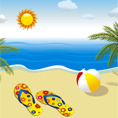 Pantai Sunny desain vector latar belakang