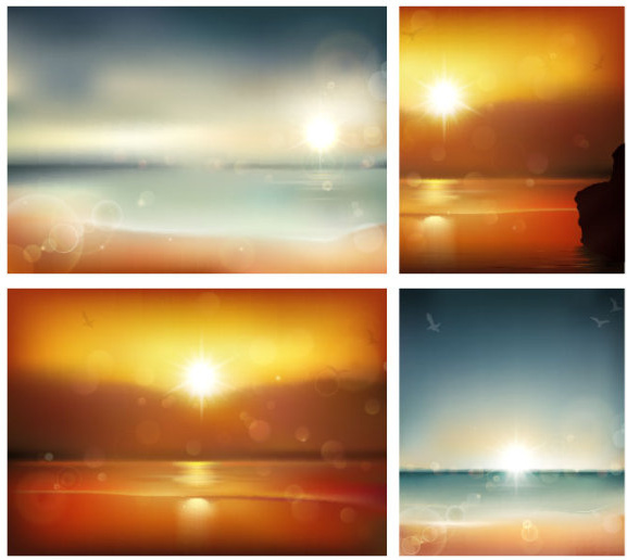 Sonnenaufgang am Meer Hintergrund Vektorgrafiken