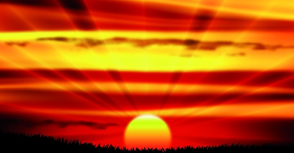 Puesta de sol paisajes hermosos vector background