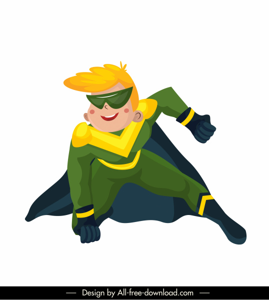 icona super eroe colorato cartone animato carattere schizzo