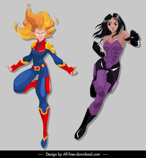 super héroe iconos trajes modernos personajes de dibujos animados