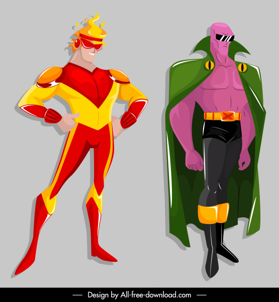 Super Hero Icons Powerful Costumes Cartoon Characters-vector Misc-free  Vector Free Download