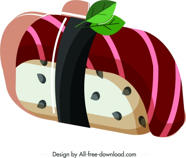 寿司美食图标古典色彩装饰
