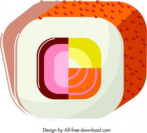 biểu tượng ẩm thực sushi đầy màu sắc closeup thiết kế hình học