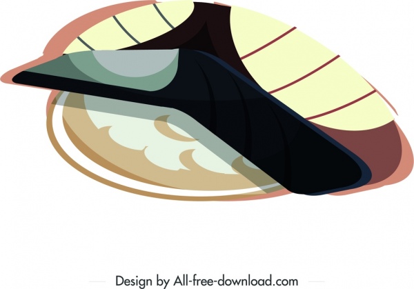 ícone de comida de sushi colorido design plano clássico