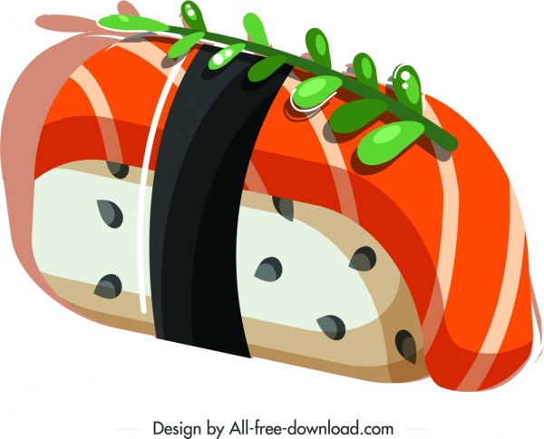 biểu tượng sushi đầy màu sắc 3D closeup thiết kế