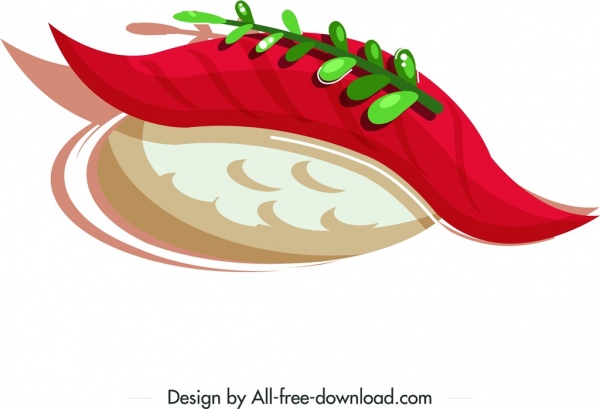 ikon makanan sushi dekorasi klasik warna-warni