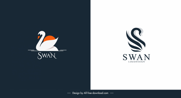 plantillas de logotipo de cisne simple boceto plano dibujado a mano