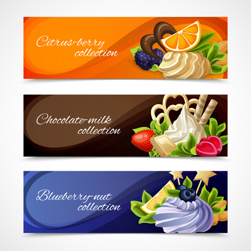 Sweet And Fruit Vector Banners Graphics
