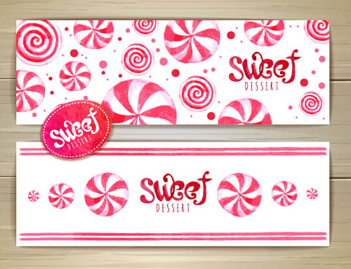Sweet Dessert Banners Vectors Set