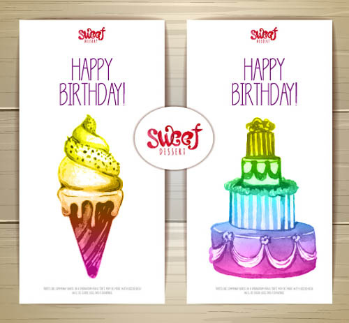 carte di compleanno felice dessert dolce vettori