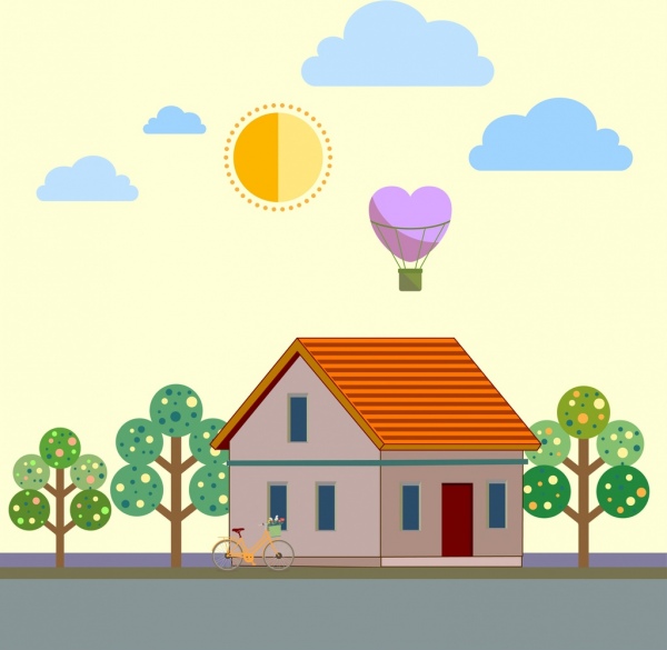 сладкий дом фон дом воздушный шар сердца значки