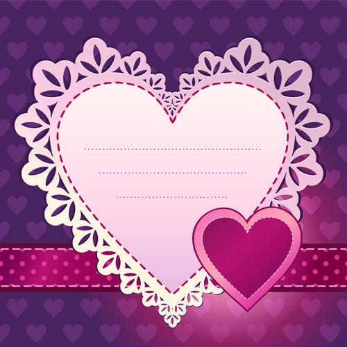 tatlı Sevgililer günü kalpleri vektör kartları