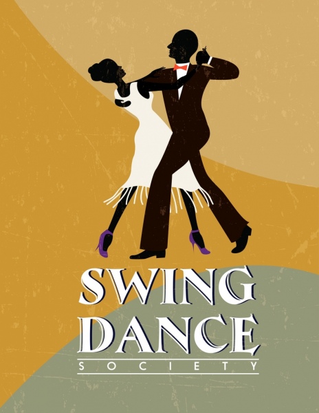Swing Tanz Tänzer Symbol Silhouette Retro-Anzeigengestaltung