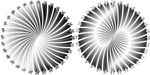 ilustrasi lingkaran berputar-putar dalam hitam dan putih