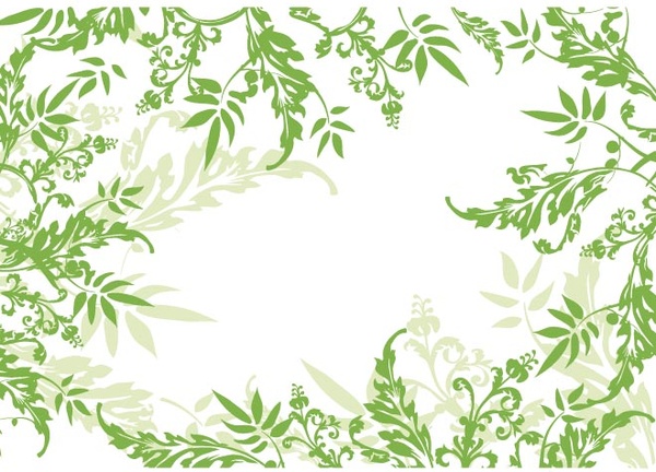 Swirls Green Floral Art Vector