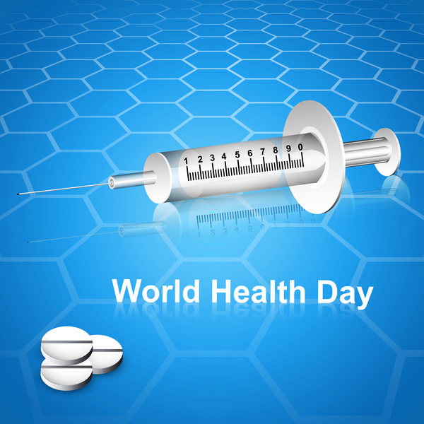 Spritze für Welt Gesundheit Tag medizinischen Symbol Konzept Hintergrund