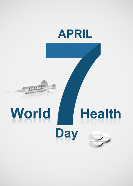世界衛生日醫學符號概念背景的注射器