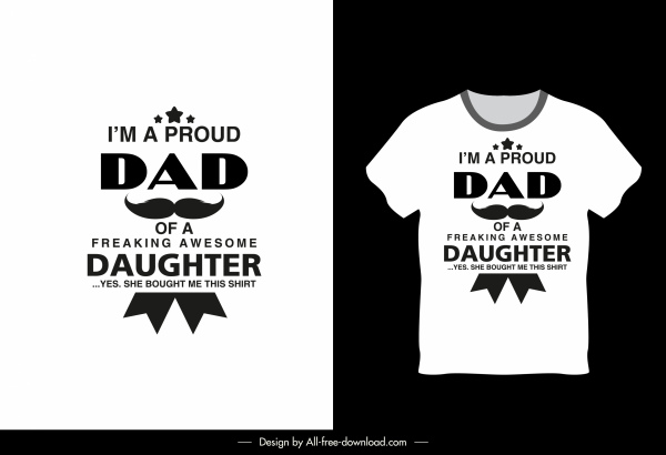 plantilla de camisa papá hija tema textos decoración