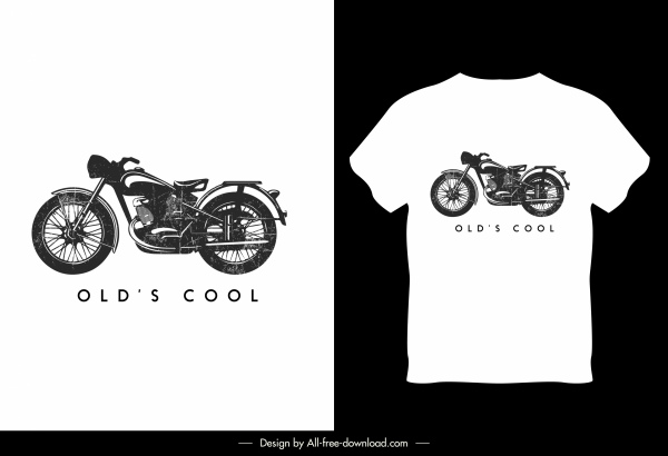 t Shirt Vorlage Motorrad Skizze schwarz weiß Dekor