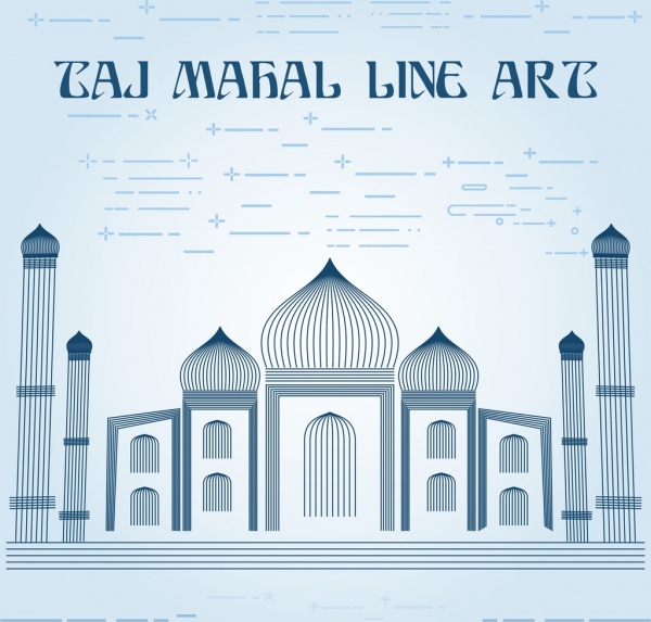Taj Mahal garis vektor seni
