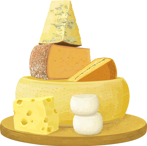 conjunto de vetor de alimento saboroso queijo