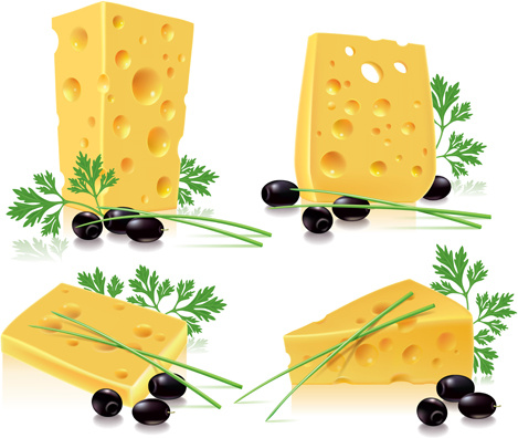 conjunto de vetor de alimento saboroso queijo