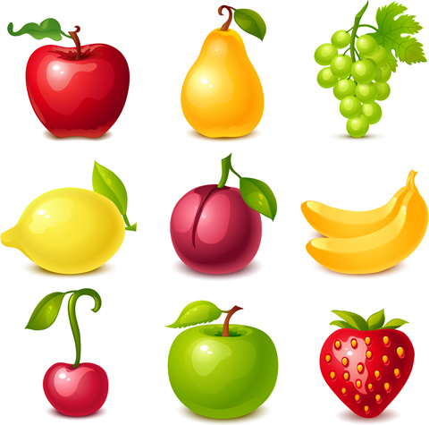buah-buahan lezat mengkilap vektor