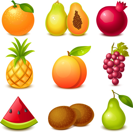 buah-buahan lezat mengkilap vektor