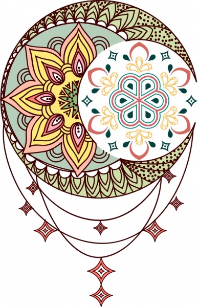 タトゥー テンプレート色とりどりの古典的な対称の装飾