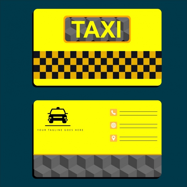 taksi nama kartu template desain kuning mobil ikon