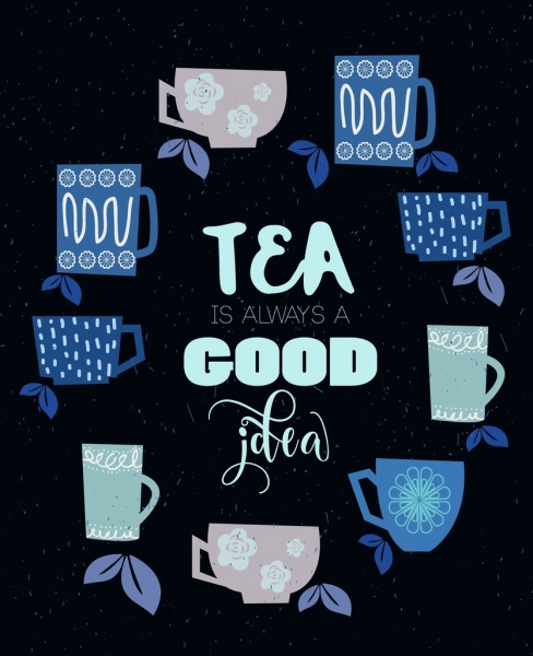propaganda de chá Copa ícones círculo layout colorido Lisa