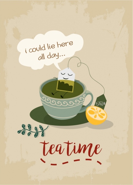 茶广告有趣的程式化卡通设计