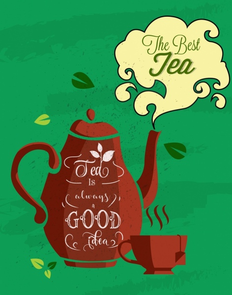 دعاية شاي رمز وعاء ديكور الخط العربي