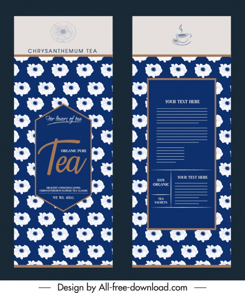template paket teh dekorasi kelopak klasik yang elegan