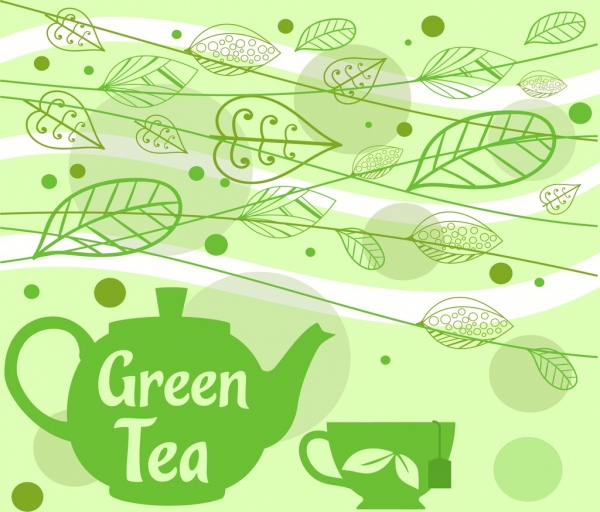 herbata promocji banner kubek trawkę w liście ikony
