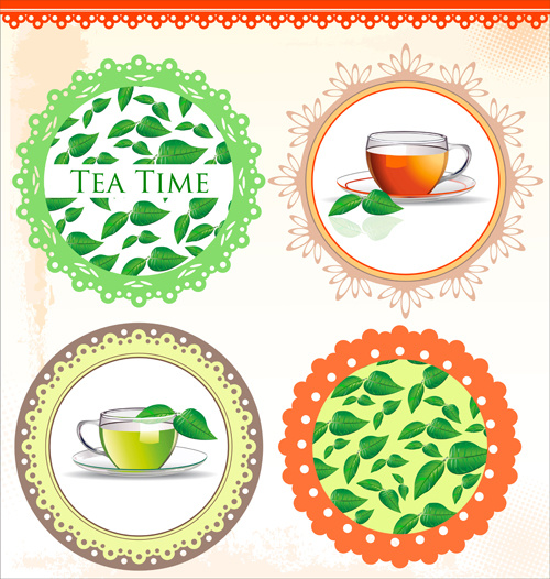 Éléments de conception de l’heure du thé vecteur 2