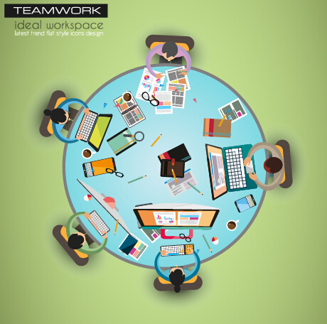 Team Teamwork Business Template Vector Set